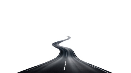 Winding Road Leading to Misty Mountains on Transparent Background