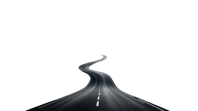 Winding Road Leading to Misty Mountains on Transparent Background