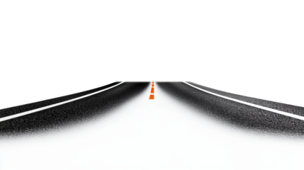 Straight Road on Transparent Background
