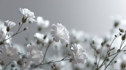 Ethereal Gypsophila: A Monochromatic Floral Dream for Serene Stillness