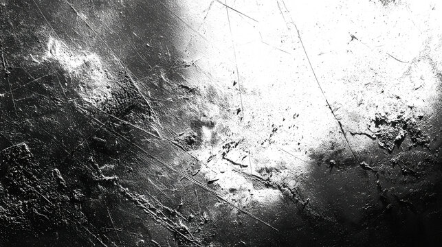 Abstract textured grunge background with dark splatters and scratches on a white surface isolated on transparent background