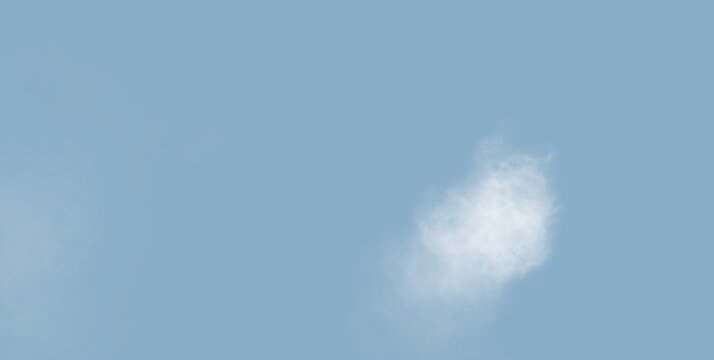 Single white cloud on blue sly,  horizontal cloudscape, sky background
