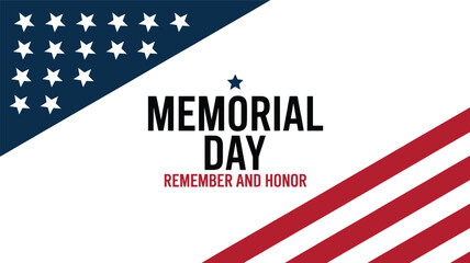 Memorial day remember and honor text with american flag stars and stripes graphic design silhouette