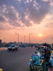sunset at the airport