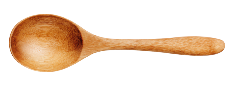 Handcrafted wooden spoon with smooth bowl and curved handle, isolated on transparent background