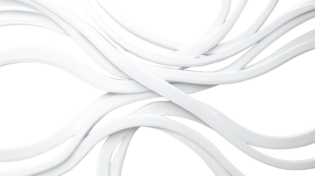 Abstract White Road Network on Transparent Background