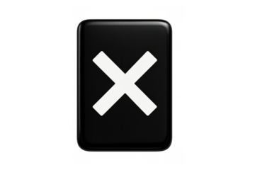 Black x button icon representing close, delete, wrong, incorrect, or cancel on applications and websites, transparent background