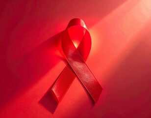 Red ribbon symbolizing awareness and support for HIV/AIDS prevention and research