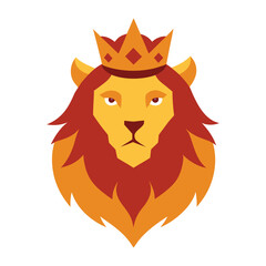 Majestic lion wearing a golden crown in a fantasy style