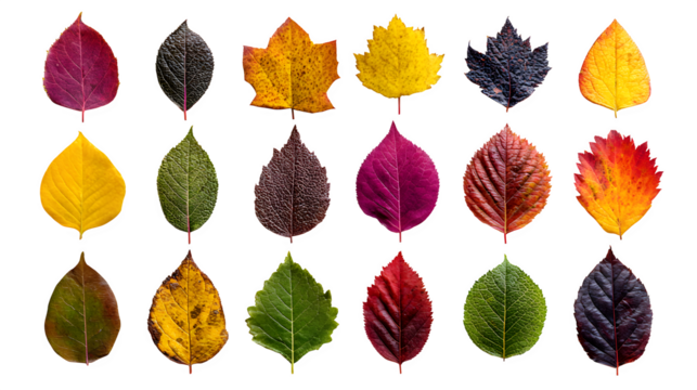 Autumn Leaves Collection, isolated on transparent background
