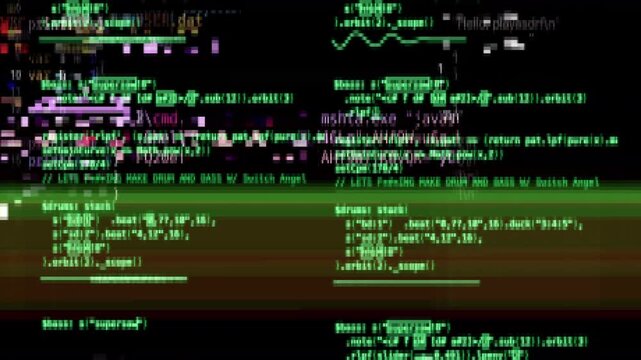 abstract code and data on black