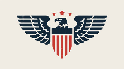 Majestic american eagle emblem with outstretched wings shield and stars presented in a bold graphic silhouette style symbolizing patriotism and freedom silhouette