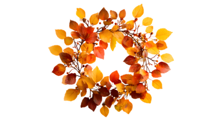 Autumn Leaf Wreath, isolated on transparent background