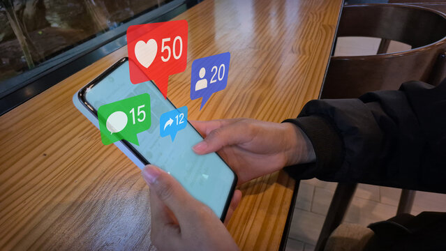 Smartphone with Social Media Notifications in Indoor Setting