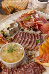 Close up of elegant charcuterie board