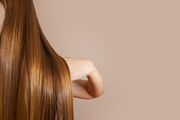 Long, straight, shiny brown hair. Keratin straightening. Healthy, natural hair