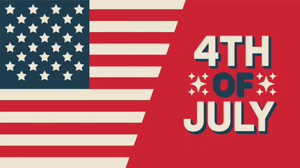 Fototapeta premium Vibrant fourth of july celebration graphic featuring the american flag silhouette and festive text