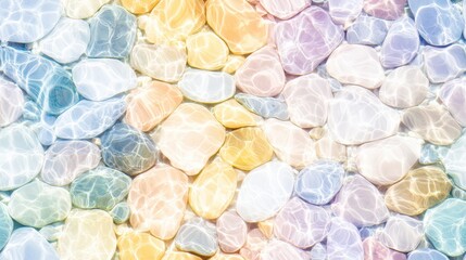 Obraz premium Submerged stones with colorful ripple effect: A mesmerizing display of colorful stones seen through shimmering water.
