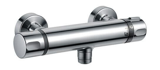 Thermostatic shower mixer valve for accurate temperature regulation in family bathrooms.