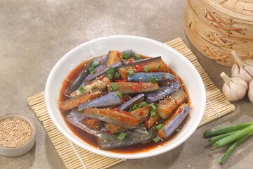 Gaji Namul is a Simple Korean Side Dish made with Steamed Eggplant