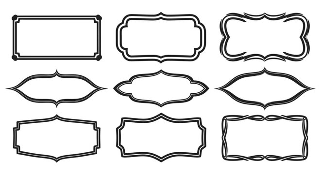 A versatile collection of elegant vintage-style black and white decorative frames, perfect for enhancing graphic designs, invitations, and labels with classic flair.