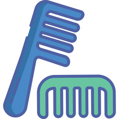 Two Stylized Combs One Blue And One Green With Transparent Background In A Simple Flat Design