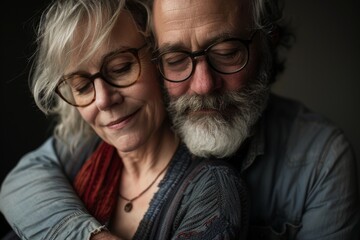 Portrait of a content couple in their 50s expressing their feelings