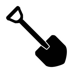 Black shovel vector image for digging gardening landscaping construction and archeology projects