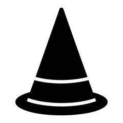 Vector graphic of a black witch hat halloween costume party wizard hat pointy hat isolated image