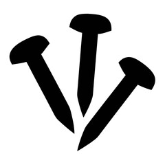 Three black nails vector illustration for construction carpentry and diy projects hardware items