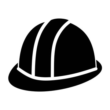 Black construction hard hat safety helmet vector icon contractor builder engineer worker equipment