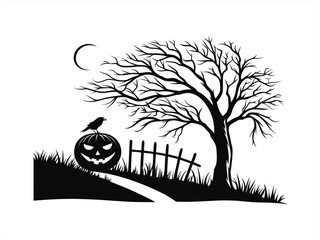 Halloween silhouette black vector white background
