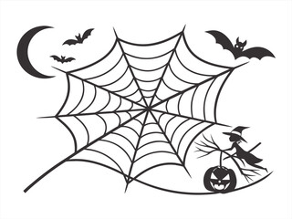 Halloween silhouette black vector white background