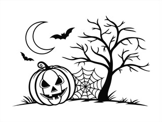 Halloween silhouette black vector white background