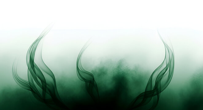 Abstract ethereal green smoke waves on white backdrop for mysterious atmosphere - Powered by Adobe