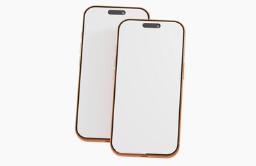 Two elegant smartphones with blank screens, ideal for your apps, websites, or presentation. Perfect tech design