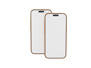 Two blank smartphone mockups, perfect for showcasing app design or website presentation, isolated on a white ba