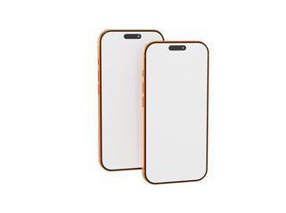 Two gold smartphones side by side with blank screens, perfect for showcasing your app design or product mockups