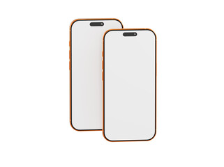 Two smartphones with blank screens, perfect for showcasing app design or website presentation. Ideal for tech,