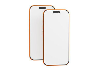 Two cell phones with blank screens for your design or app presentation. Perfect mockup to showcase digital cont