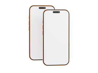 Two blank smartphone screens perfect for mockup presentations or app UI design showcasing modern technology. Id