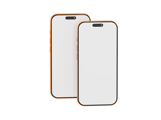 Two smartphones with blank screens, perfect for mockup presentations and design concepts. Featuring modern tech