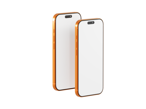 Two blank screen smartphones mockup for app design and presentation. Technology devices template on white. Mobi - Powered by Adobe