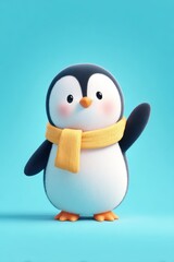 Fototapeta premium Cute cartoon penguin with scarf