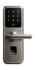 Dual-authentication smart lock with PIN and biometric access for large properties.