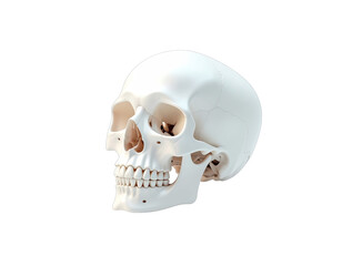 White Human Skull Side View Isolated On Black Background With Subtle Shadows And Highlights