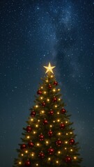 Fototapeta premium Starry night Christmas tree wallpaper for mobile