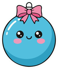 Obraz premium Cute Vector Christmas Ornament with a Pink Bow