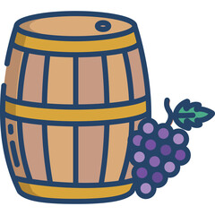 Wooden Barrel And Grapes Isolated On White Background Featuring A Rustic Wine Making Theme