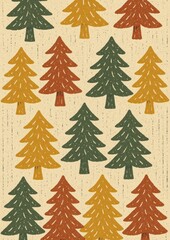 Obraz premium Vintage festive tree pattern